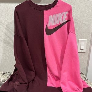 Nike Oversized pink and maroon crew neck